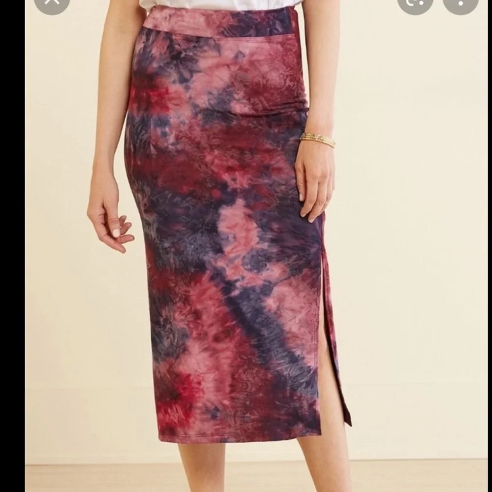 SUNDRY tie-dye knit midi skirt, size 4 - Picture 2 of 6